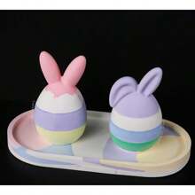 Molde de silicona en forma de huevo de Pascua y cabeza de conejo sin rostro para velas, jabón aromático, yeso o resina, suministros para hacer velas