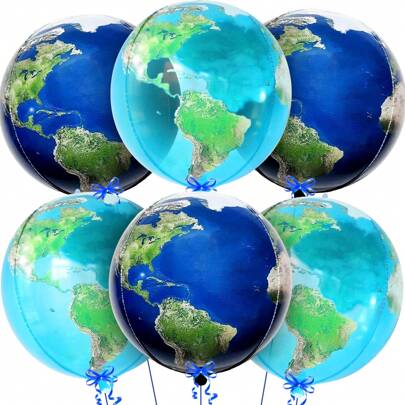 6 Pcs 22 Inch 4D Globe Decoration Balloons Around The World Decoration Earth Balloons Bon Voyage Party Travel Party Decorations