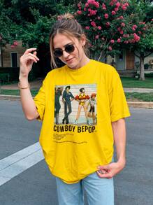 T-Shirt Shirt Cowboy Bebop Spike Spiegel Hunter Faye Jet Edwar Anime Series Drawing Ref 2263 VEST NERD