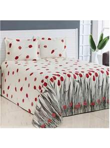 100% Cotton Queen And Double Bedspread + Sheet 6 Pieces - RED TULIP - View 2