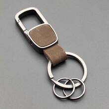 Customizable Engraving Matte Cowhide Genuine Leather Cross-Border DIY Keychain Pendant, Zinc Alloy Car Accessory