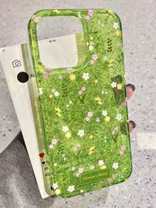 Funda de teléfono suave y con flores primaverales y lentejuelas para 16 16 15 14 13 12 Pro Max 11, funda protectora con flores adorables