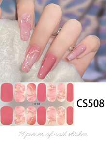 14pcs Self-Adhesive Nail Polish Strips, Marble Pattern Full Wrap Nail Art Stickers, Hot Stamping Stripes Marble Nail Art, Waterproof And Long-Lasting Easy To Use, Suitable For Ladies Women, Party Casual Scene Nails Nail Supplies - Follow Your Heart - View 23