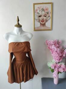 Vestido tipo Globo para dama - Óxido marrón - Ver 1