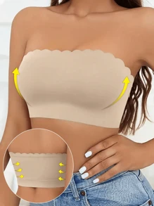 Soutien-gorge sans bretelles pour femmes, brassière sans couture sans fil, Top bandeau décontracté, confortable, élastique, avec bordure frisée, sans trace, sans rembourrage, sous-vêtements lissants, Top tube dos nu, sous-vêtements de base confortables, coupe douce, modèle sans bretelles polyvalent pour un port quotidien, soutien-gorge invisible, soutien-gorge de mariage