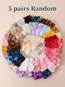 12 pares de calcetines con decoración de lazo para bebé/niño pequeño, diseño lindo, adecuado para primavera/verano