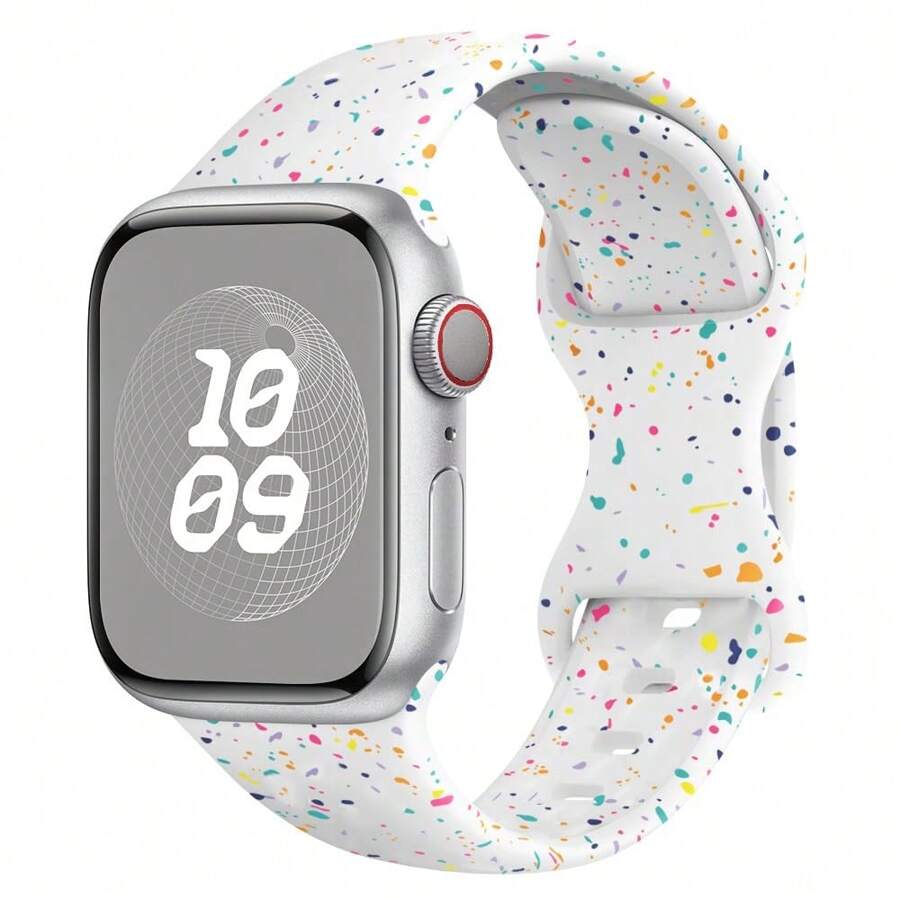 彩色闪光软白硅胶表带,兼容 38mm、40mm、41mm、42mm、44mm、45mm、46mm、49mm 尺寸,男女通用,兼容 Ultra、SE、11、10、9、8、7、6、5、4、3、2、1 系列 - 白色 - 查看 1