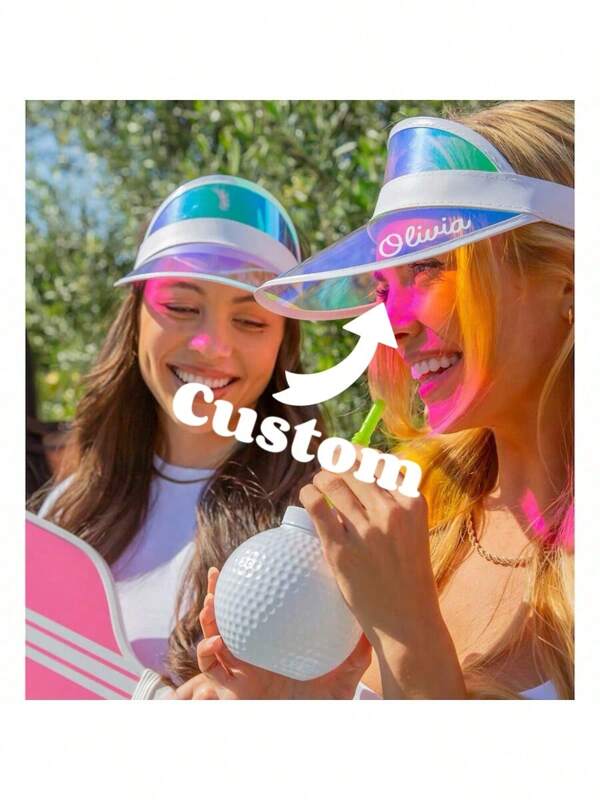 1 Stück holografischer Sonnenschutz, personalisierte Junggesellenabschiedsparty Geschenke, Pool Party Geschenke, Malibu Beach Hochzeit, individualisierbare Brautjungfern Hut, rosa Sonnenschutz, robust, farbig, süß, niedlich, lustig, Kawaii, Y2K-Stil, unisex, Lässig, individuell, personalisiert, einzigartig, maßgefertigt, ideale Geschenke für ihn, ideale Geschenke für sie, sie, Freund, Freundin, Familie, Freunde