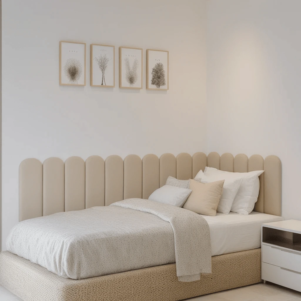 Kit Of 15 Cloud Headboards Upholstered Box Bed Modular Board 45x20 In L - Beige - View 1