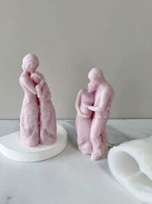 1个装 3D 温暖拥抱家庭爱心蜡烛模具 - 柔韧易脱模，适用于蜡烛/树脂，母亲节/婚礼礼物硅胶模具 - 白色 - 查看 4