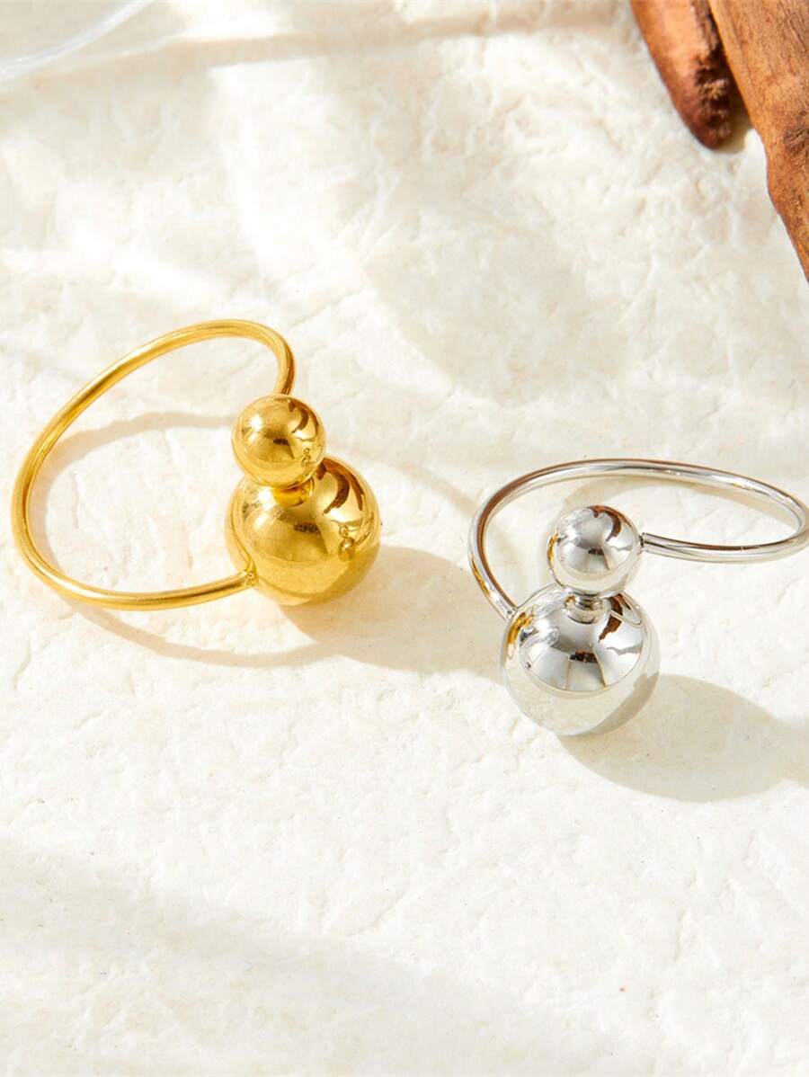 1 st. vergulde roestvrijstalen minimalistische holle bal verstelbare ring