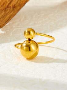 1 st. vergulde roestvrijstalen minimalistische holle bal verstelbare ring