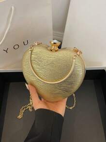 时尚闪亮水钻手提包，独特设计手拿包，女士派对晚宴包，优雅心形小钱包，适合情人节 - 彩色 - 查看 2