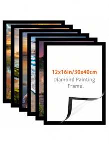 Diamond Painting Art Frame, Picture Frame For 12x16 Inch/30x40 Cm Diamond Art Painting Canvas, Magnetic Diamond Art Frame Self-Adhesive, Diamond Art Multipurpose Picture Frame For Painting Art Hanging Fixed Wall Window Door Decoration