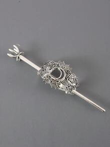 1件复古金属日月宫廷图腾波西米亚锌合金发夹发髻器发饰，四季皆宜，发髻发饰，发型发夹，发饰，头部饰品 - 彩色 - 查看 16