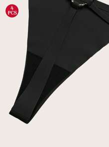 4 Stücke mehrfarbige sexy Lingerie mit tiefsitzenden nahtlosen Liebesringen, süße sexy Unterwäsche, sexy Bikini Tanga