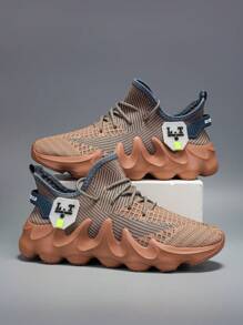 Men's Super-Light Flame Patterned Thick Sole Casual Sports Outdoor Shoes, Stylish All Season