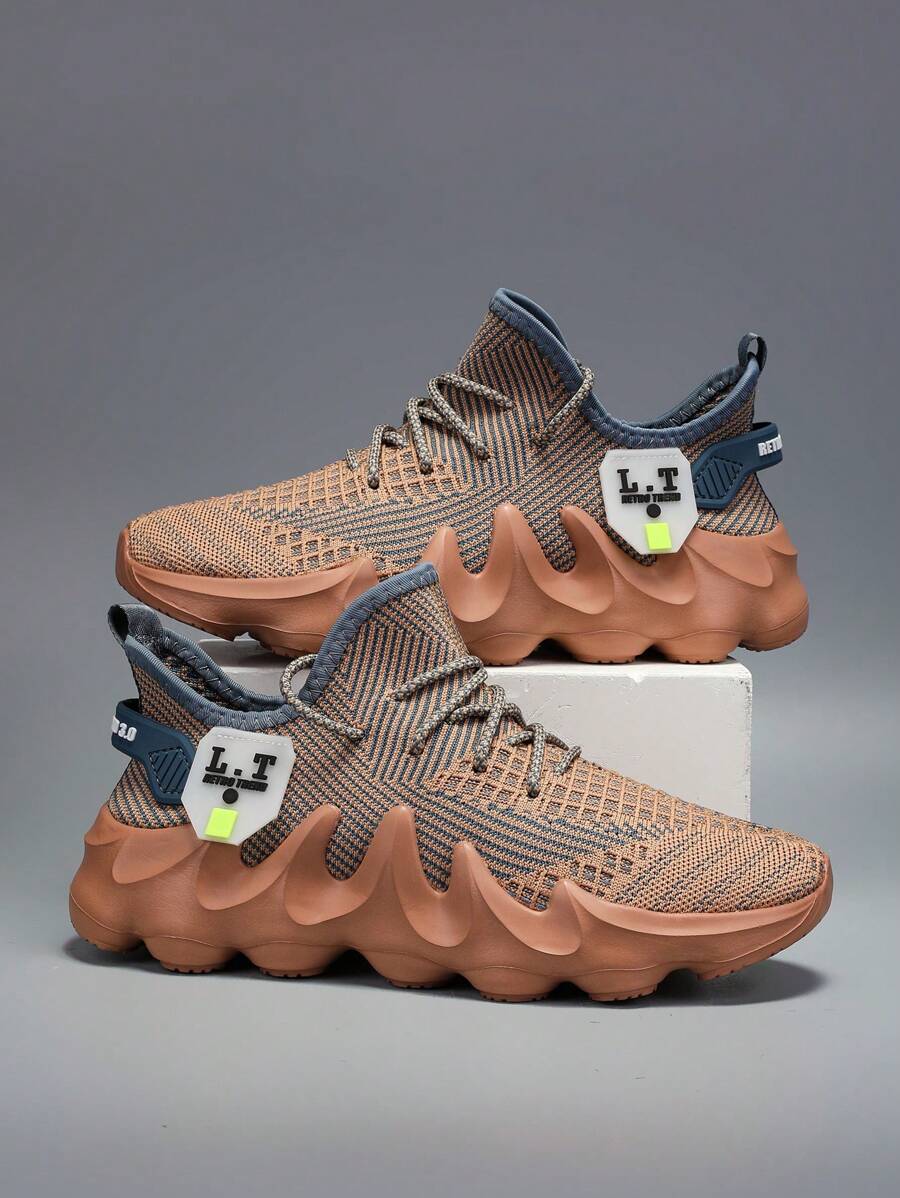 Men's Super-Light Flame Patterned Thick Sole Casual Sports Outdoor Shoes, Stylish All Season