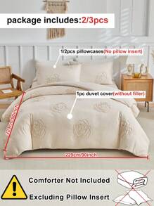 Set de funda nórdica de 2/3 piezas de terciopelo de poliéster con patrón de rosa kaki, juego de ropa de cama de estilo campestre moderno adecuado para todas las estaciones (1 funda nórdica + 1/2 fundas de almohada)