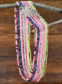 Collar de cuentas de piedras naturales elegante, collar hecho a mano con cuentas de cuarzo rosa y cuarzo de fresa, joyería de energía curativa y equilibrante de colores para mujeres