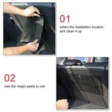 Car Back Rear Mesh Trunk Seat Elastic String Net Magic Sticker Universal Storage Bag Pocket Cage Auto Organizer Seat Back Bag - 80 25 - View 6