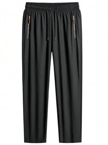 Men's High-Elastic Comfortable Casual Zipper Pocket Adjustable Waist Workout & Training Lightweight Sweatpants, Ideal For Summer
