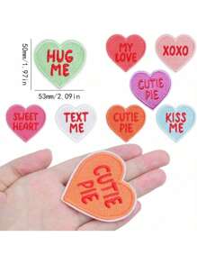 8pcs Heart Shaped Iron On Patches Cute Heart Colorful Embroidered Sew On Love Applique Patches DIY Accessories For Jeans Dress Clothing Repair And Decoration