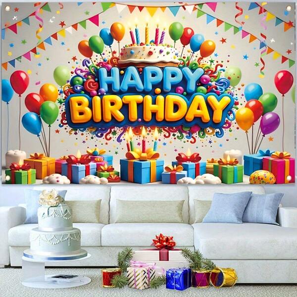 Een, Happy Birthday-banner, verjaardagsfeestbanner, veranda-logo, benodigdheden voor verjaardagsfeesten, verjaardagsachtergrondbanner, logo-poster, verjaardagsfeestbanner, benodigdheden voor taarttafeldecoratie