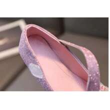 Zapatos de princesa con lazo de cristal para niñas, tacones altos, nuevo estilo, zapatos de cristal para actuaciones, modelo de vestido, desfile, zapatos de princesa con lazo - Rosa - Ver 2