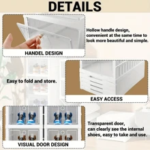 9 Stackable Folding Shoe Boxes With Doors - Dust-Proof Plastic Sneaker Storage Boxes, Space-Saving Storage For Entryway, Bedroom, Home And Dorm - White - View 7