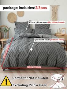 Set de funda nórdica de 2/3 piezas con rayas onduladas de poliéster con textura, conjunto de ropa de cama estilo bohemio apto para todas las estaciones (1 funda nórdica + 1/2 fundas de almohada)