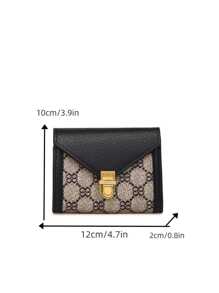 New Floral Pattern Women's Short Wallet Anti-Theft Card Holder Purse Fashion Gold Lock Tri-Fold Coin Purse Stylish Ins Multi-Card Slots Lightweight Clutch For Women Wallet Mini Wallet Purse Wallet Small Wallet - Black - View 7