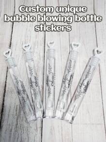 45pcs Wedding Bubble Wand Labels, Personalized Wedding Labels, Custom Wedding Stickers, Transparent Bubble Stick Labels, Bubble Wedding Labels, Customized Transparent Stickers For Bubble Party, Summer Holiday - Multicolor - View 8