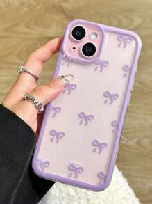 INS Style Full-Screen Bowknot Creative Light Luxury Full-Coverage Shockproof Phone Case - Purple Bowknot, Blue Bowknot, Pink Bowknot, Green Bowknot, Yellow Bowknot - Multiple Colors Available - Best Gift For New Year, Valentine's Day, And Other Holidays - Suitable Silicone Phone Case For Stylish Girls - Compatible With IPhone 16/15/15 Pro/15 Pro Max/14/13/12/11/Xs Max Series Phone Covers Waterproof Anti-Fall Scratch Resistant - Transparent Purple Edge Bow - View 13