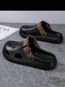Sandalias transpirables y ligeras para hombres con suela gruesa antideslizante y diseño de tiras huecas