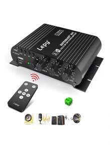 LEPY LP-838USB Amplificadores de 2.1 Canales Bluetooth Hifi 12V Car Home Amp Soporte USB Lossless Music Play Digital Audio Amplificador - Negro - Ver 1
