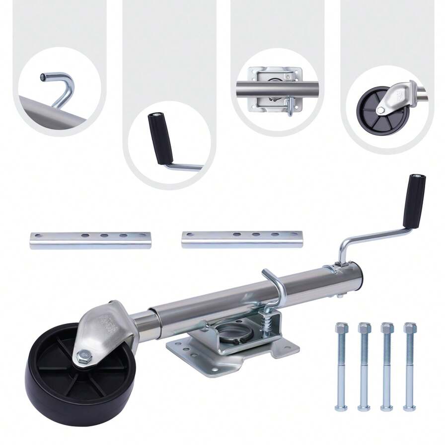 YUNRUX 1200 LB Automatic Jockey Wheel Heavy Duty Car Wheel With Metal Rim 200mm Wheel - Silver - View 1