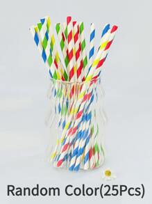 100 pezzi di cannucce di carta riutilizzabili dal design casuale e colorato, con motivo a righe multicolore, biodegradabili, adatte per smoothie, tè, succhi, latte, feste di compleanno, matrimoni ed eventi, cannucce da bere per varie occasioni. - Stile 1 - Visualizzare 9