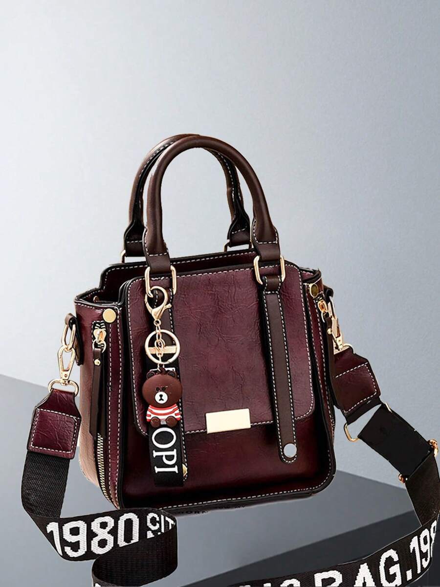 Women's Flap Design Shoulder Bag With Removeable Strap Fashionable Tote Bag Vintage Handbag For Daily Use