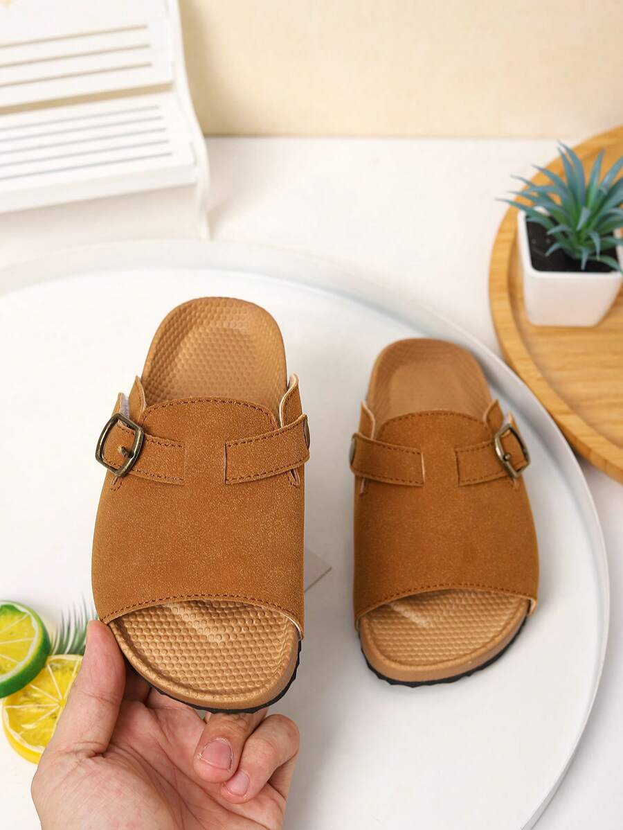 Girls' Minimalist Fashion Flat Sandals, Soft Bottom Outdoor Beach Open Toe Beach Sandals, Spring & Summer