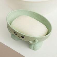 1pc Creative Cute Soap Dish, Plastic Drain Soap Dish, Cartoon Soap Holder, Bathroom Soap Holder, Multifunctional Soap Storage Rack, Bathroom Accessories Home Bathroom Decor