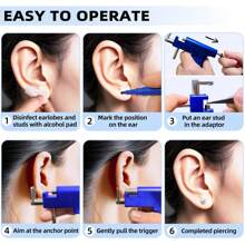Reusable Ear Piercing Kit For Professional Salon With 8 Pcs Stainless Steel Earrings Set For Home