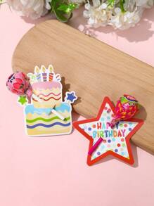 48个彩色生日主题棒棒糖托，纸质卡片，适用于生日派对、婚礼派对、婴儿派对、性别揭晓派对、通用节日装饰、派对礼品 - 多彩生日 - 查看 6