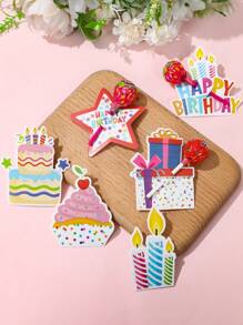 48个彩色生日主题棒棒糖托，纸质卡片，适用于生日派对、婚礼派对、婴儿派对、性别揭晓派对、通用节日装饰、派对礼品 - 多彩生日 - 查看 5