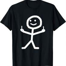 Funny Stick With Middle Finger Above Gift T-Shirt - Black - View 1