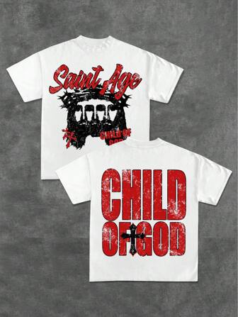 1pc Men's Dropped Shoulder Short Sleeve Shirt, Street Casual Style