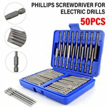 50pc Magnetic Screwdriver Bit Set Extra Long Drill Security Bit Set With Case UK - Silver - View 2
