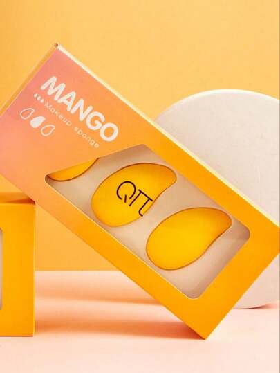 3pcs Wet & Dry Use Makeup Sponge Set (With Storage Box), Mango Shaped Makeup Blenders, Reusable & Washable Makeup Applicator Suitable For Powder, Liquid, Setting Makeup, Soft For Daily And Professional Makeup, Portable For Daily Use, Travel, And School, Unisex