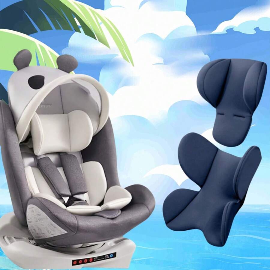 通用婴儿汽车安全座椅坐垫、头部和腰部支撑垫、可洗婴儿车内衬 - 彩色 - 查看 1