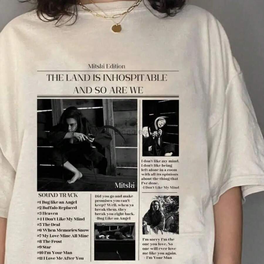 Retro Mitski Shirt Mitski 90s Retro Music Shirt The Land Is Inhospitable And So Are We Tour Shirt Mitski Shirt - White - View 1